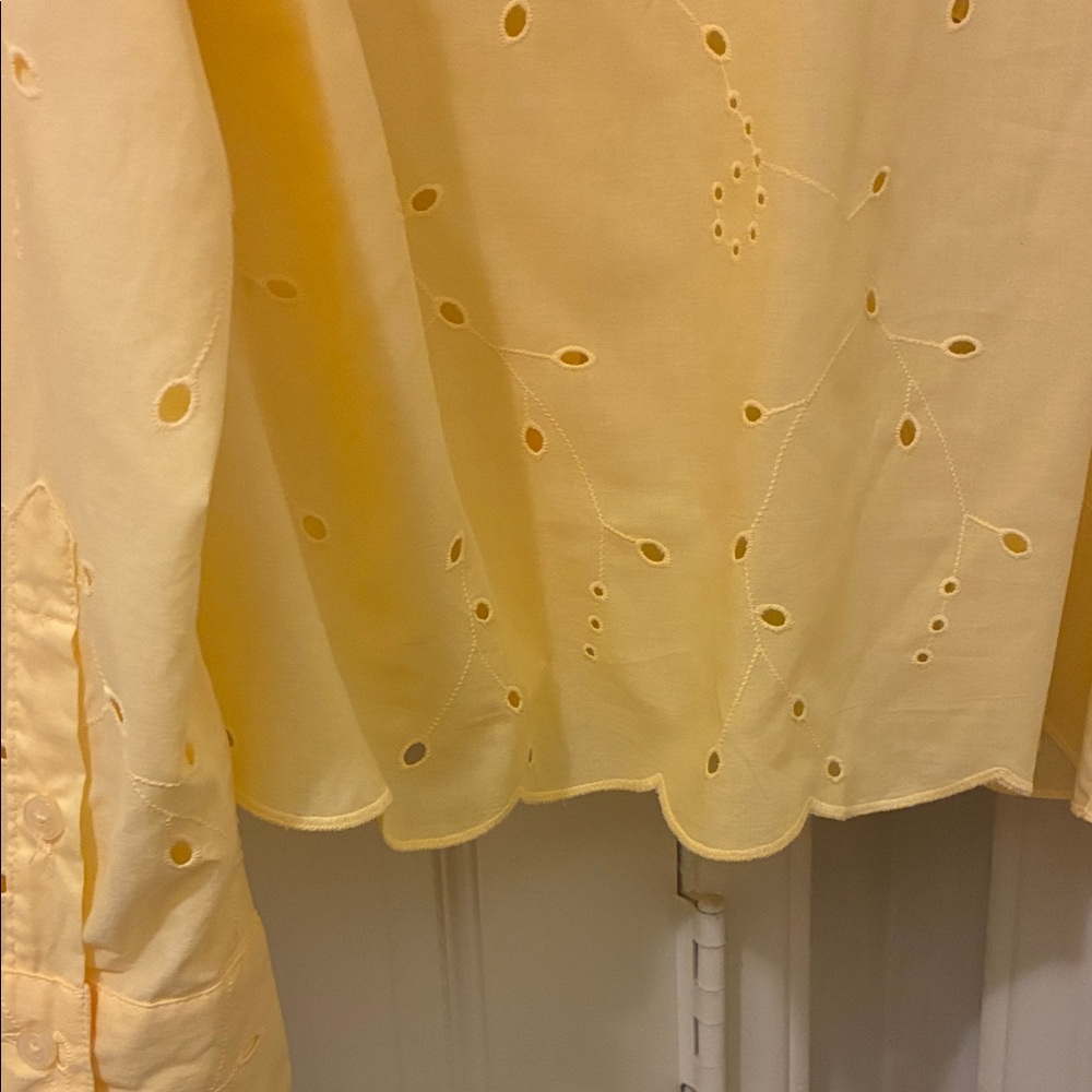 Yellow Eyelet Button-Up Blouse - Picture 6 of 6